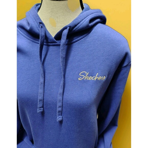 Skechers Hoodie Jacket Size L Kangaroo Pockets Pullover Cotton Blue - Picture 4 of 8